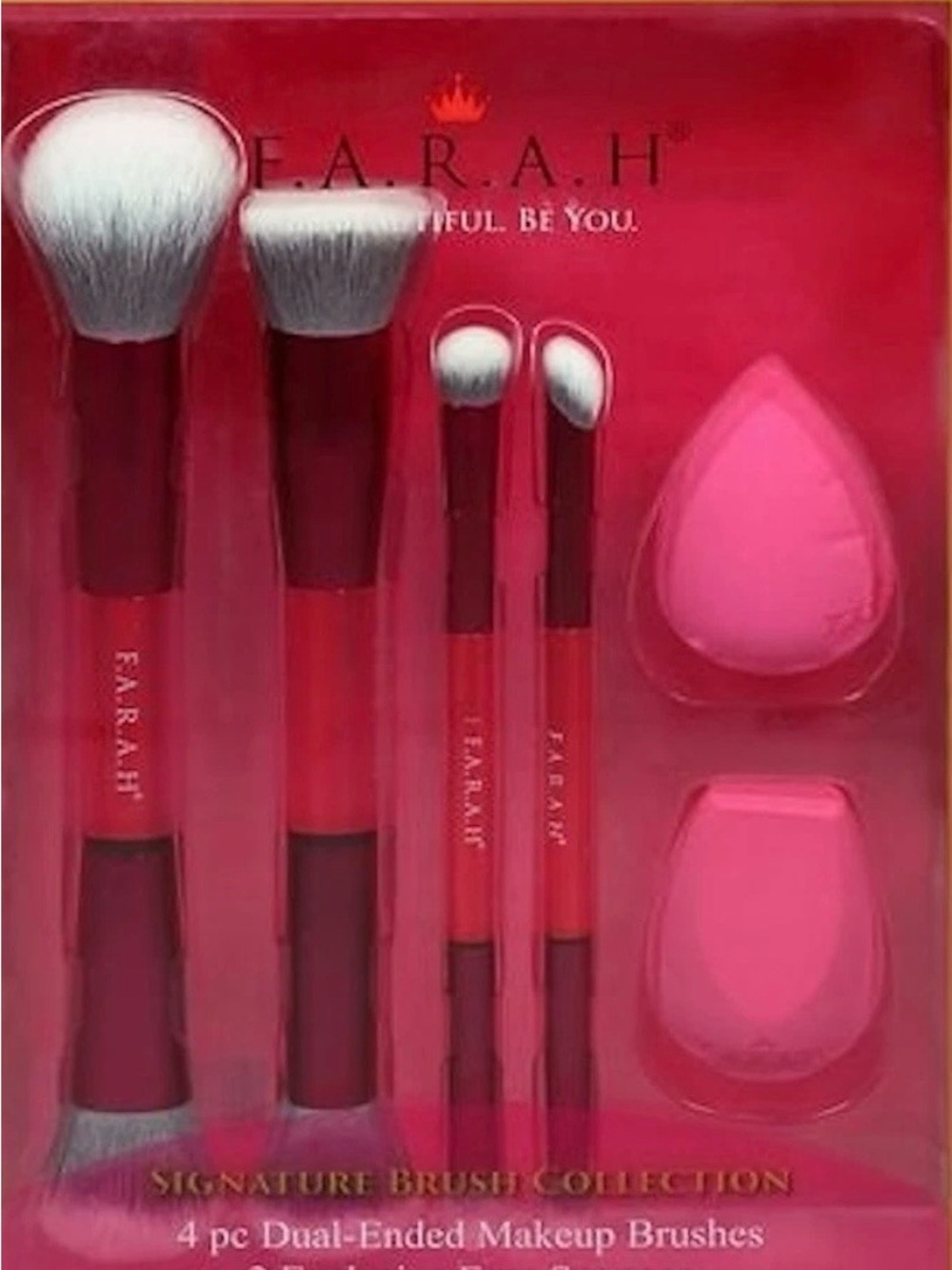 FARAH Pink Signature Brush Collection – 6pc Dual-Ended Makeup Brushes & Sponges